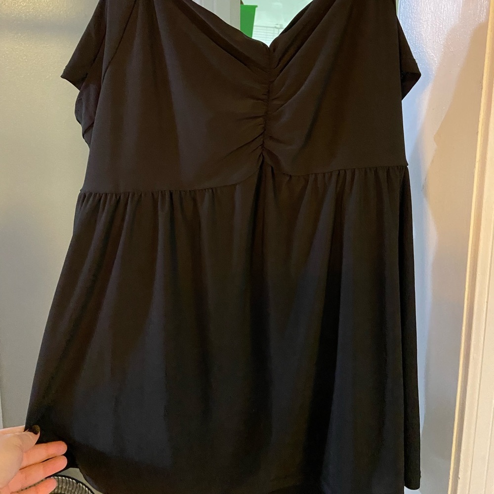 Plus size, baby doll, cold shoulder shirt